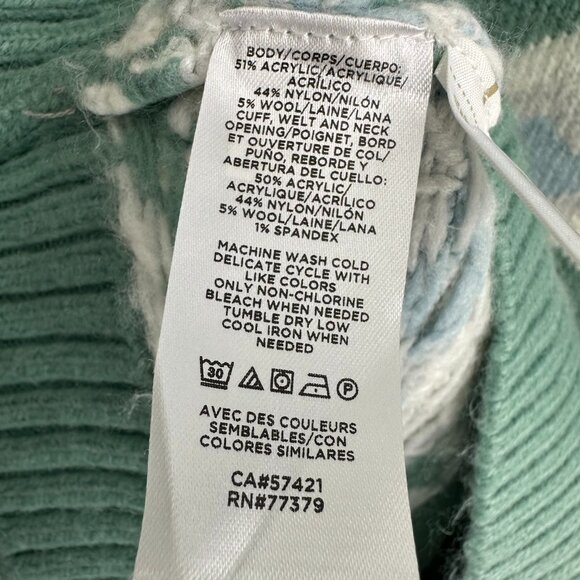 Ann Taylor Chevron Tunic Sweater M Fair Isle Diamond Relaxed Seafoam Green Blue - Picture 10 of 10